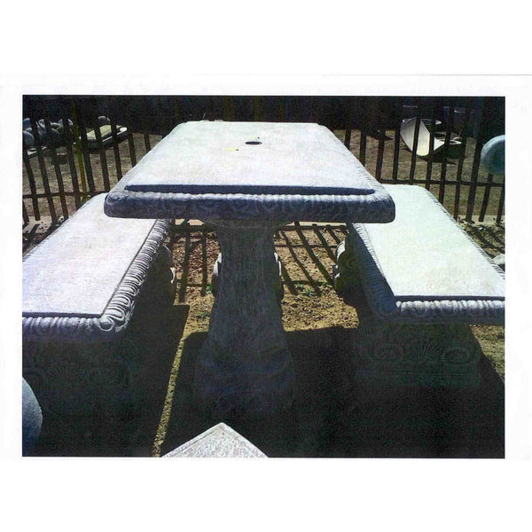 Floral Concrete Benches and Table Set, Garden Benches, Concrete Tables